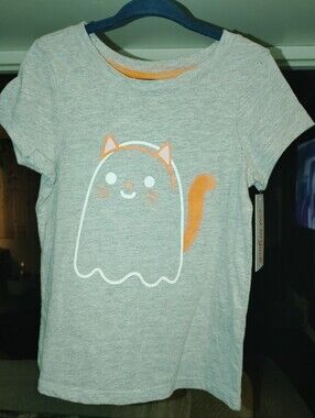 Nwt 3t Cat & Jack Light Gray Tee with Orange Cat Accent